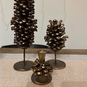 Pottery Barn Pine Cone Candle Holders